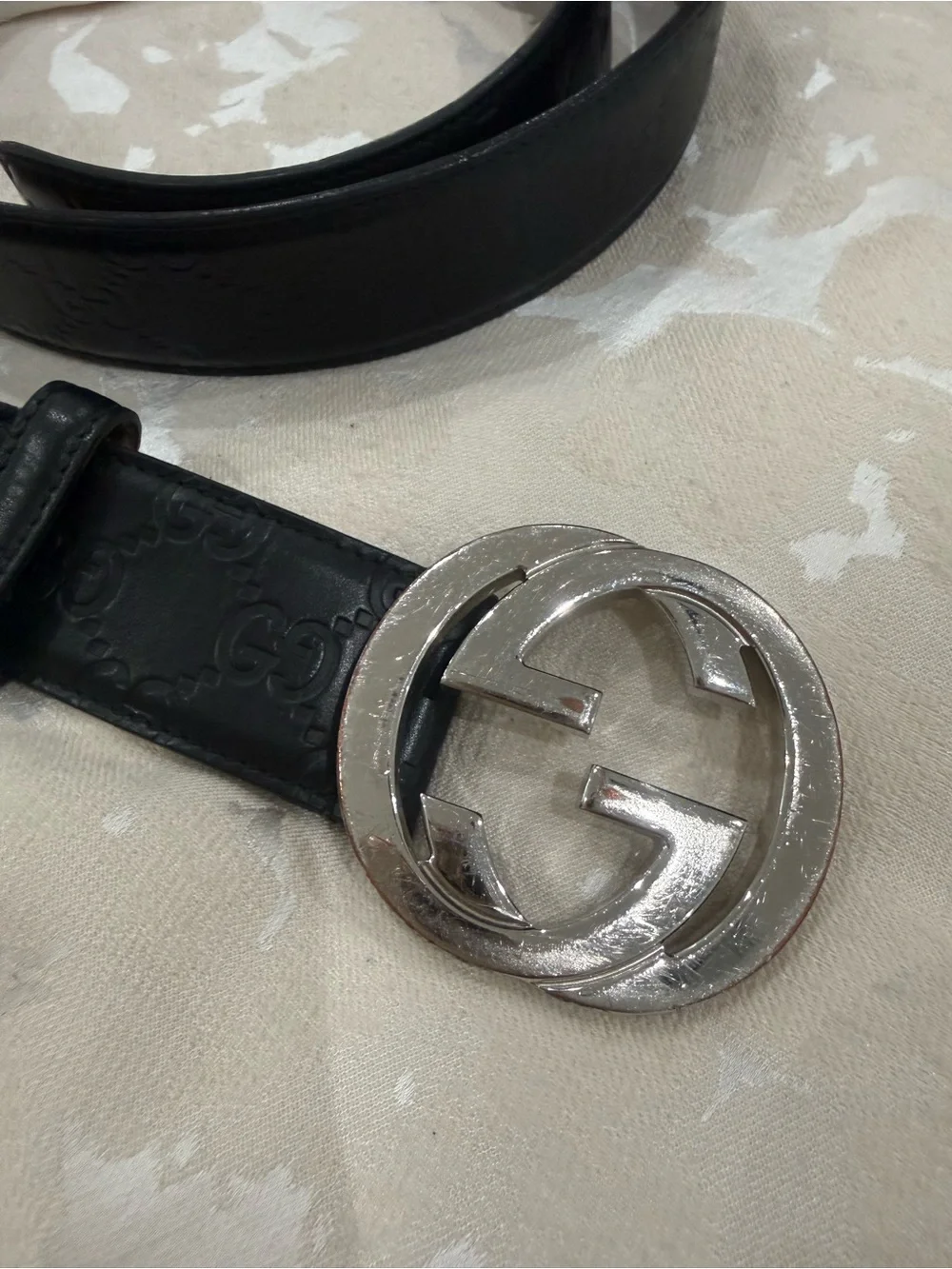 Gucci Men's Dark Brown Leather Belt with Silver Interlocking G Buckle